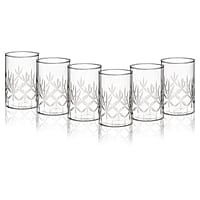 Borosil 350 ml Set of 6 pcs Meadow Vision Transparent Drinking Glass | Borosilicate Glass Tumblers for Water, Cold Drinks, Juice| Flame Proof, Microwave & Dishwasher Safe | for Daily use & Gifting