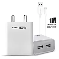 Portronics Adapto 66 Micro USB Charger – 2.4A Dual USB Ports, Micro USB Cable Included