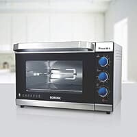Borosil Prima 48 L Oven Toaster & Grill, Motorised Rotisserie & Convection Heating, 6 Heating Modes, Silver