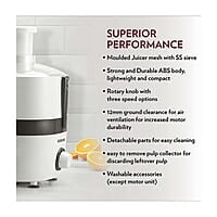 Borosil Primus III Juicer, 500 W, Stainless Steel Centrifugal Juicer, 1.1 L Juice Jug, 64 mm Feed Chute