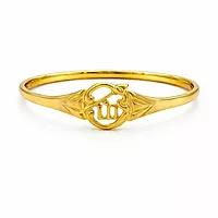 OM Kada 5 Metal Panchalogam Impon Bracelet for Men & Women | Gold Plated Spiritual Kada | Adjustable Hindu Om Symbol Bangle