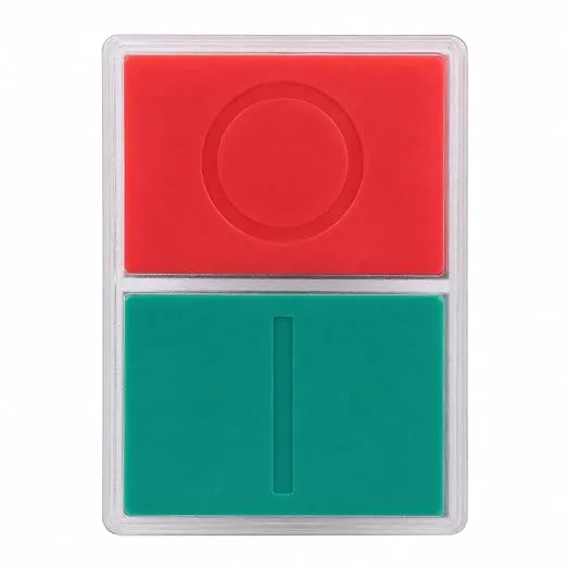 Double-headed push button head with cover 1 flush green marked "I",1 flush red marked "O" IP65