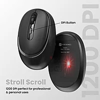 Portronics Toad 27 Wireless Mouse – Silent Buttons | 2.4GHz with USB Nano Dongle | Adjustable DPI Button | Auto Power Saving Mode | PC, Mac & Laptop Compatible | Black