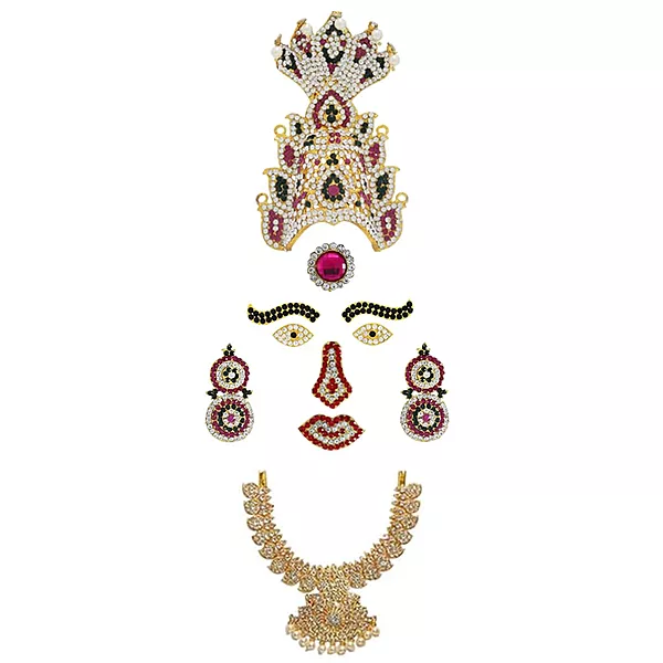 God Ornament Amman Face/Mugam with Naga Crown/Kireedom and Double Attigai/Necklace