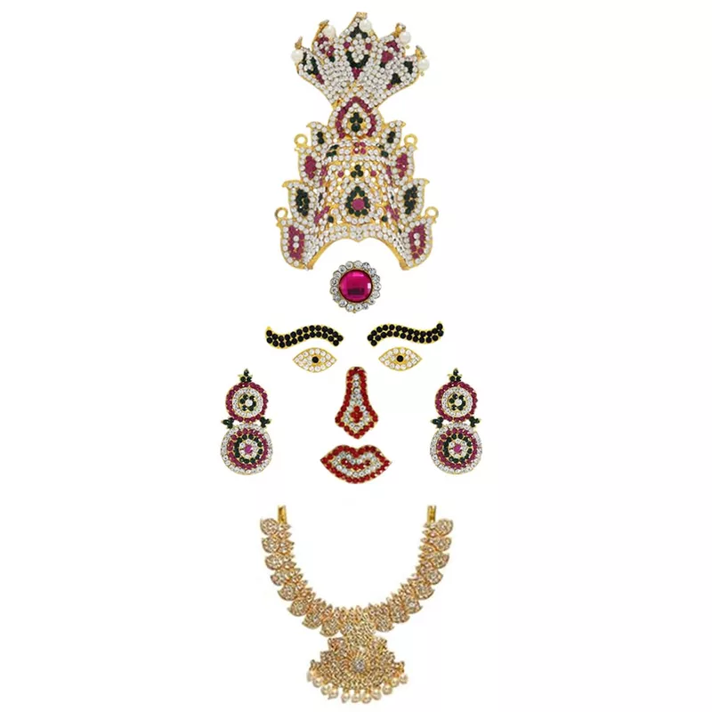God Ornament Amman Face/Mugam with Naga Crown/Kireedom and Double Attigai/Necklace