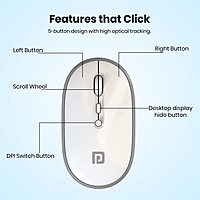 Portronics Toad II Grey – A versatile dual mode wireless mouse that connects via Bluetooth or USB receiver. Ergonomic design, smooth tracking, and long battery life make it perfect for work or play.