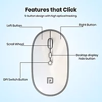 Portronics Toad II Grey – A versatile dual mode wireless mouse that connects via Bluetooth or USB receiver. Ergonomic design, smooth tracking, and long battery life make it perfect for work or play.