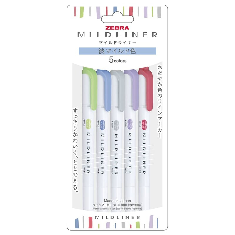 ZEBRA MILDLINER 5 COOL AND REFINED COLOR SET ZEBRA MILDLINER 5 COOL AND REFINED COLOR SET