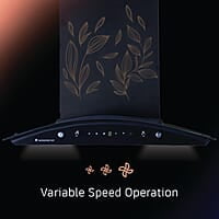 Wonderchef Ruby Curve Flora 60 cm Auto Clean Wall Mounted Chimney (Black 1200 CMH)