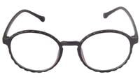 Unisex Medium Round Spectacle Frame. Glossy Black Color Frame. Transparent ARC Lens.