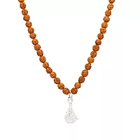 Rudraksha Mala/Chain with Sterling Silver Iyyappa Pendent/Dollar