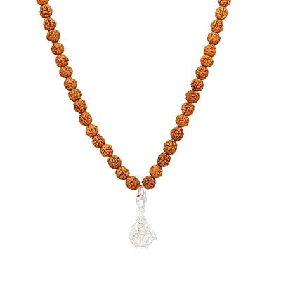 Rudraksha Mala/Chain with Sterling Silver Iyyappa Pendent/Dollar