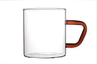 Borosil Vision 6 Pcs Tea n Coffee Borosillicate Glass 190 ml Classic Mug Set with Green Handle | Microwave Safe, Scratch Resistance, Lightweight | for Chai, Green Tea, Milk | Transparent