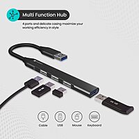Portronics Mport 31 – 4-in-1 USB Hub offers 5Gbps data transfer speed, featuring multiple ports for seamless connectivity. Compact design, perfect for laptops and desktops, enhancing productivity.