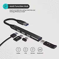 Portronics Mport 31 – 4-in-1 USB Hub offers 5Gbps data transfer speed, featuring multiple ports for seamless connectivity. Compact design, perfect for laptops and desktops, enhancing productivity.