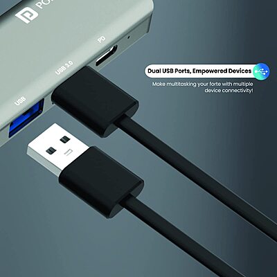 Portronics Mport 52 – 7-in-1 USB-C Hub features 4K HDMI, USB 3.0 ports, SD card reader, and more. Perfect for expanding connectivity for laptops and devices, enhancing productivity on the go.