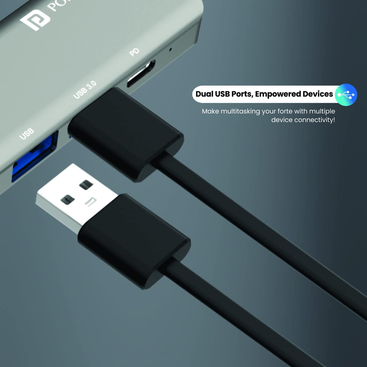 Portronics Mport 52 – 7-in-1 USB-C Hub features 4K HDMI, USB 3.0 ports, SD card reader, and more. Perfect for expanding connectivity for laptops and devices, enhancing productivity on the go.