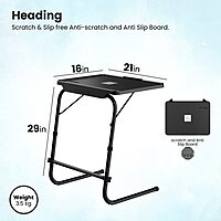 Portronics Buddy F is a versatile movable laptop table in sleek black. Perfect for working from home, it offers adjustable height and angle, ensuring comfort and convenience for all your tasks.