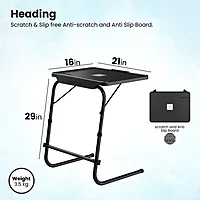 Portronics Buddy F is a versatile movable laptop table in sleek black. Perfect for working from home, it offers adjustable height and angle, ensuring comfort and convenience for all your tasks.