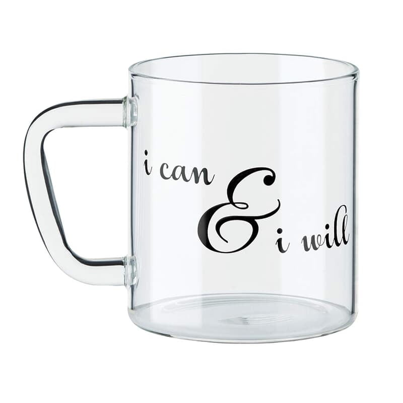 Borosil Classic I Will Mug, 305 ml, Transparent