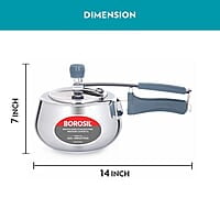 Borosil Pronto Edge Induction Base Inner Lid Stainless Steel Pressure Cooker, 3 L