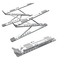 Portronics My Buddy K Pro Ergonomic Laptop Stand – Silver offers adjustable height, sturdy design, and portability. Ideal for comfortable typing and cooling, enhancing your workspace efficiency.