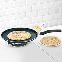 Borosil ProChef Non-Stick Aluminum Flat Tawa 30 cm | Gas Stove Compatible, Thick Uniform Body for Even Heating, Dishwasher Safe | 5 Layer Nonstick Coating, PFOA Free | 1 Year Warranty | Blue
