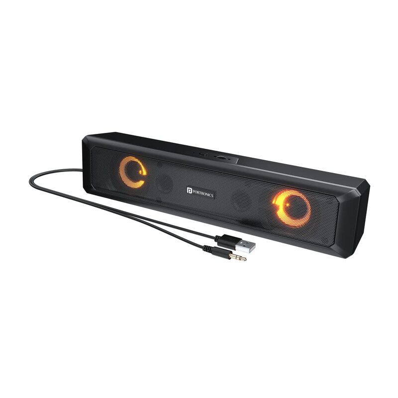 Portronics in Tune 3 USB Soundbar – Powerful PC & Laptop Audio, Sleek Design & Easy USB Connectivity for Gaming, Movies & Music