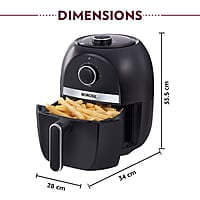 Borosil Best Air Fryer, Air Fryer for Home, Timer Selection, Adjustable Temp Control, 2.8 L Capacity