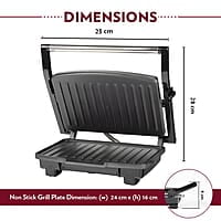 Borosil Elite Prime Grill 1000 Watt Sandwich Maker, 2 Slice Automatic Grill Sandwich Maker,Non-stick Grill plates opens 105°, BPA & PTFE Free, 2 Years Warranty