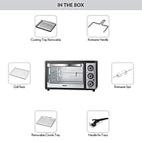 Borosil Pro 19 Liters Oven Toaster & Griller, Motorised Rotisserie, Stay-on Function, 5 Heating Modes, Black
