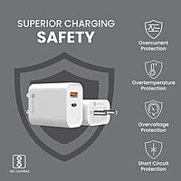 Portronics Adapto 45 20W QC 3.0 & Type-C PD Charger – Fast Charging (5V/3A, 9V/2.22A, 12V/1.67A)