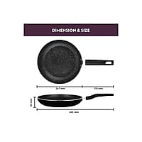 Borosil Granito Non-Stick Fry Pan3L, Induction Friendly, Granite Finish, PFOA-Free,26 cm Diameter, Black