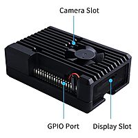 Stripe Aluminum Cooling Case for Raspberry Pi 4/4B, Built-In Active Radiator with Fins