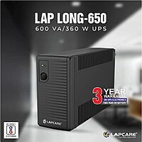 Lapcare LONG-650 600VA UPS – 230V, 360W | Compact Design | 4-8ms Response Time | ATX/EPS | 2Y Warranty | Black