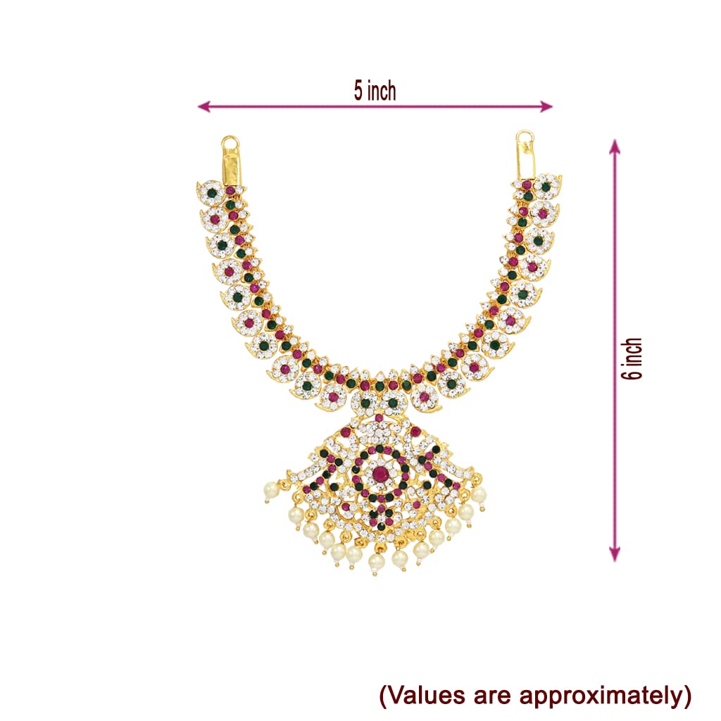 God Ornament Gold Plated Amman Face/Mugam with Lotus Crown/Kireedom and Attigai/Necklace