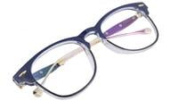 Unisex Square Spectacle Frame. Blue Color Rim. Blue & Gold Color Temple. Transparent ARC Lens.