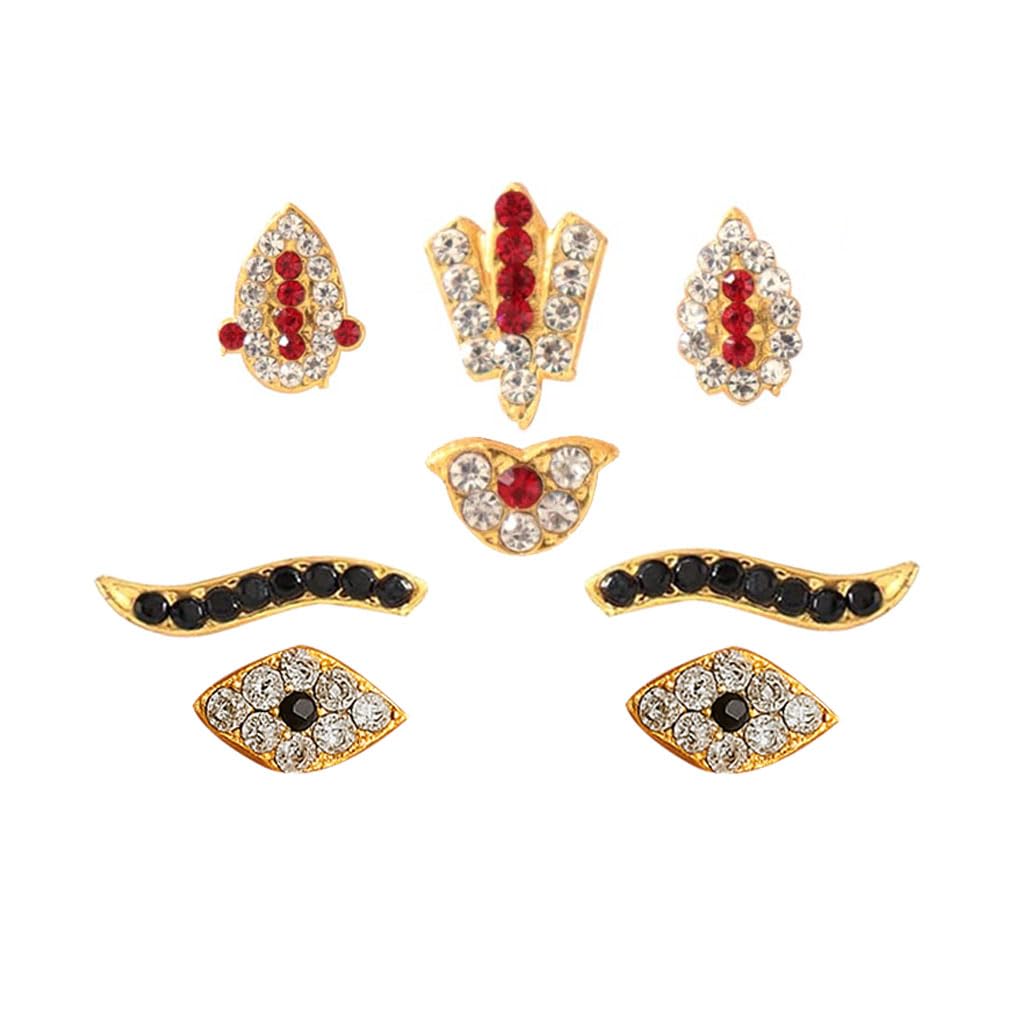 Gold Plated Varalakshmi Face with Decorative Face Ornament ye, Eye brow, Thilak Lashmi Narayan Face Alankaram Gold Plated Varalakshmi Face with Decorative Face Ornament ye, Eye brow, Thilak Lashmi Narayan Face Alankaram