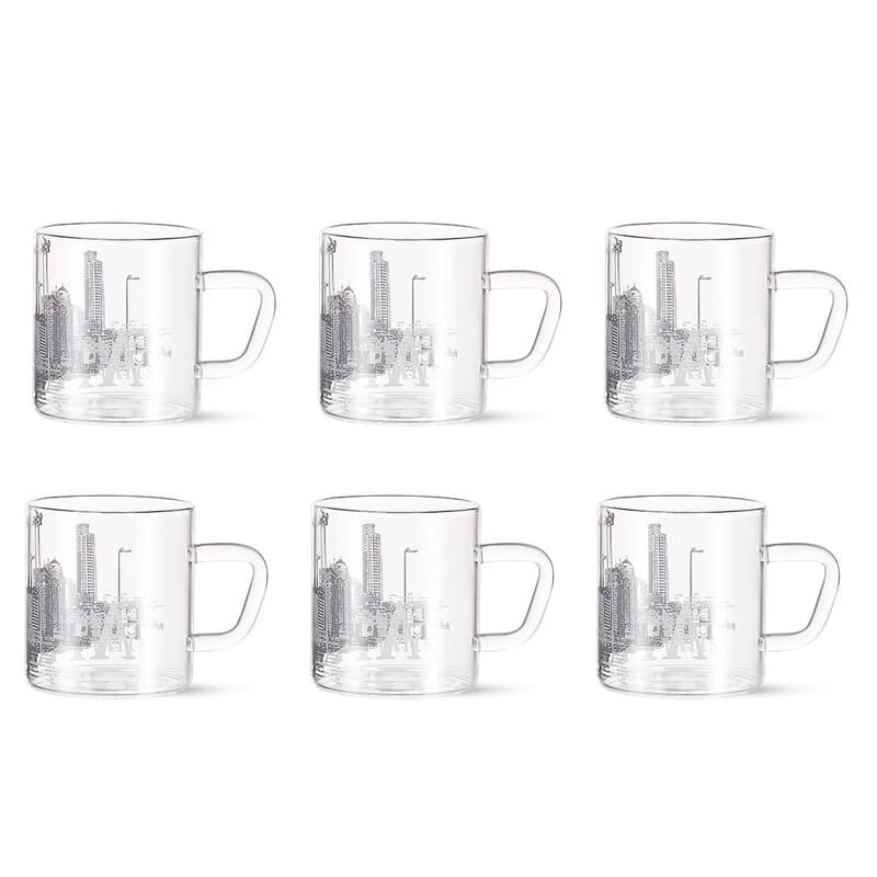Borosil Vision Roma Tea n Coffee Classic Mug Set of 6 Pcs 210 ml | Borosillicate Glass, Microwave Safe, Scratch Resistance, Lightweight | for Chai, Green Tea, Milk