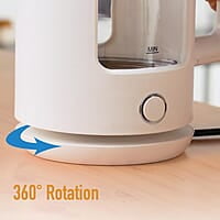 KENT Cool Touch Glass Kettle| 1500W | 1.8L Capacity | 360° Rotating Base | Overheating and Dry Boiling Protection | White