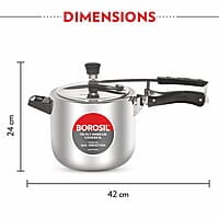 Borosil Triply Induction Base Inner Lid Stainless Steel Pressure Cooker, 5 L