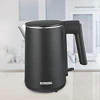 Borosil Cooltouch Electric Kettle, Stainless Steel Inner Body, Boil Water For Tea, Coffee, Soup, 1 L,