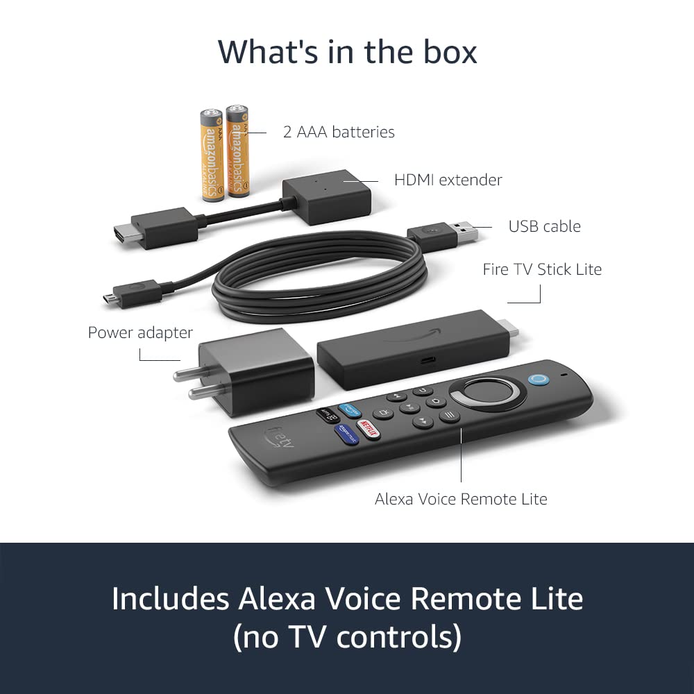 Amazon Fire TV Stick Lite with all-new Alexa Voice Remote Lite, HD streaming device, Bluetooth 5.0,HDMI audio passthrough of Dolby-encoded audio Amazon Fire TV Stick Lite with all-new Alexa Voice Remote Lite, HD streaming device, Bluetooth 5.0,HDMI audio passthrough of Dolby-encoded audio