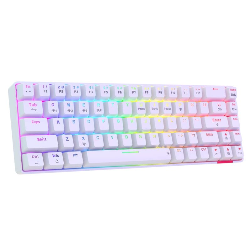 Portronics Hydra 10 Mechanical Wireless Gaming Keyboard – Bluetooth 5.0 + 2.4GHz | RGB Lights 16.8 Million Colors | Type-C Charging | Compatible with PC, Smartphone & Tablet | Brown