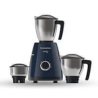 Crompton Ameo PRO 750-Watt 3 Jars Mixer Grinder with MaxiGrind and Motor Vent-X Technology (3 Stainless Steel Jars, Black & Blue)