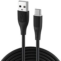 Portronics Silklink – 3A USB-A to Type-C Cable, 1M Black, durable and fast charging, perfect for smartphones and tablets, tangle-free design, high-speed data transfer, reliable performance.