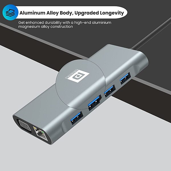 Portronics Mport 11C – 11-in-1 USB-C Hub, featuring 4K HDMI output, Power Delivery, multiple USB ports, SD card reader, and Ethernet, perfect for expanding your device connectivity.