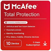 McAfee Total Protection 2024 10 Device 1 Year Antivirus Security
