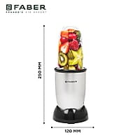 Faber 2-In-1 Sportz Blender Smoothie & Grinding Jar 400 Watts 1 Sipper Cap & 3 Lids, 2 Spill Proof Jars