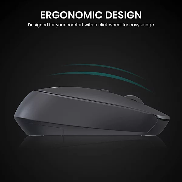 Portronics Toad 23 Wireless Optical Mouse – 2.4GHz | USB Nano Dongle | Optical Sensor | Adjustable DPI | Click Wheel | Black